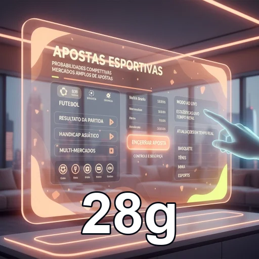 App 28g com Pix, depósitos e saques em glassmorphism