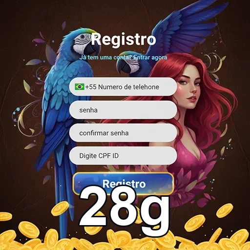 App 28g com promoções e regras em glassmorphism