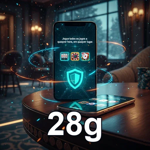 App 28g com suporte e regras em glassmorphism